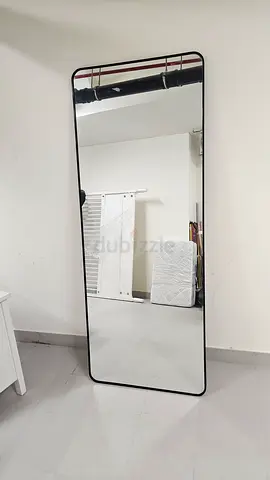 Large Rectangular Wall Mirror with Slim Black Frame - Good Condition