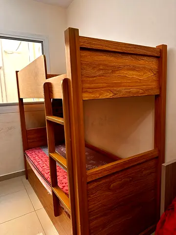 Solid Wood Bunk Bed with Ladder — Good Condition