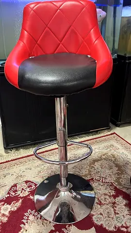 Red and Black Adjustable Bar Stool with Footrest