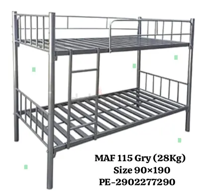 Metal Bunk Bed Frame - Twin over Full (90x190cm), Sturdy Steel