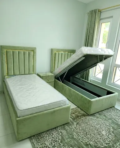 Single velvet storage beds with mattresses - brand new
