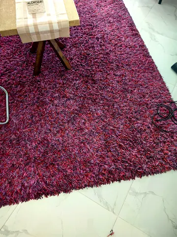 Purple shaggy area rug - soft high-pile carpet