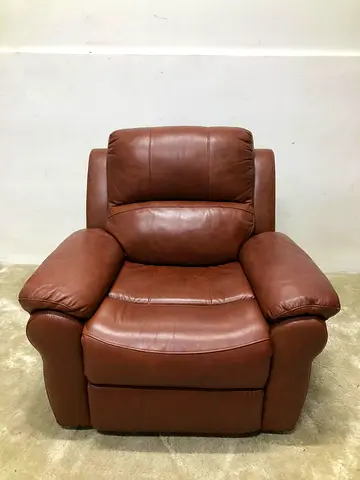 Manual brown leather recliner sofa