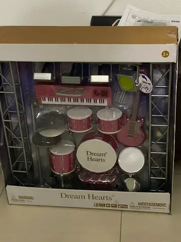 Kids Dream Hearts Toy Band Set — Keyboard, Drums, Guitar (New in Box)