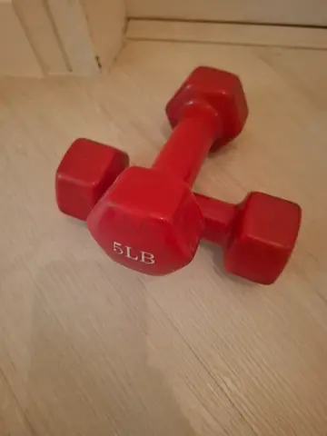 Pair of 5 lb Vinyl Coated Dumbbells - Red