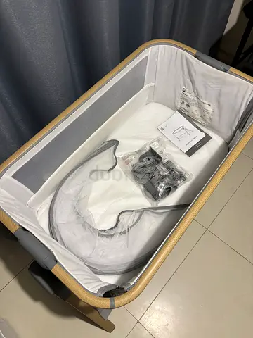 Mini Panda Natural Co-Sleeper Bedside Crib - Grey - 0-6 Months