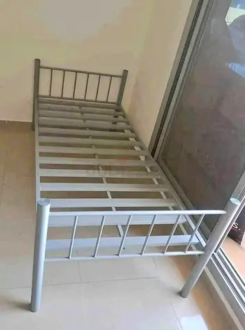 Single Metal Bed Frame - Silver, Sturdy Slatted Base