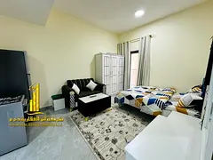 Luxury second-occupancy studio with separate kitchen and open balcony. Fully furnished. ✨ Ajman Co