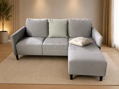 Modern Grey L-Shaped Sectional Sofa with Chaise