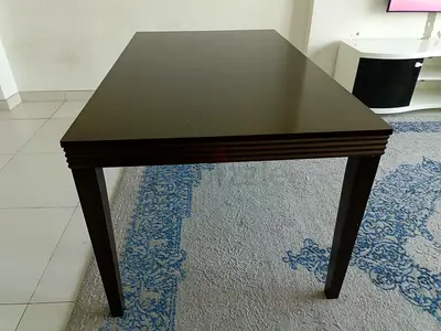 Dark Wood Rectangular Dining Table - 4 Seater, Good Condition