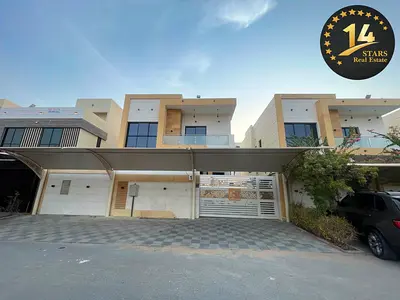 Villa with pool for rent in Al Yasmin, Ajman - 5 master bedrooms, majlis, living room, maid's room, and swimming pool - central air conditioning