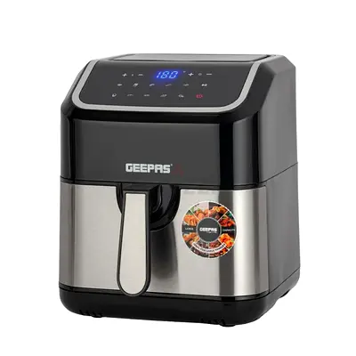 Geepas Digital Air Fryer 5.5L — Touchscreen, Stainless Steel