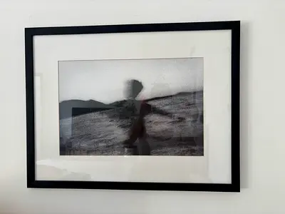 Framed Black & White Fine Art Print – Santorini (43cm x 37cm)