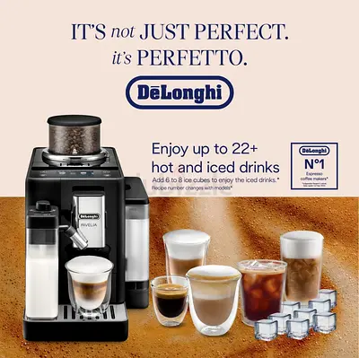 De'Longhi Rivelia Smart Bean Switch Automatic Coffee Machine – EXAM440.55.B (Onyx - Perfect for Home