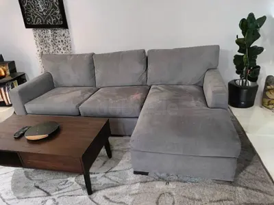 Crate and barrel axis gray lshape sofa