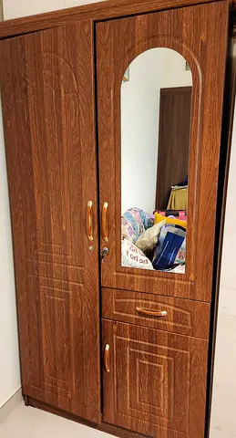 Used wooden wardrobe with mirror - good condition