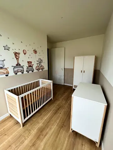 Complete white baby nursery set – crib, dresser and wardrobe