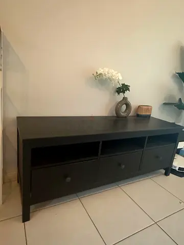 Dark grey/black TV console / media unit with storage - good condition