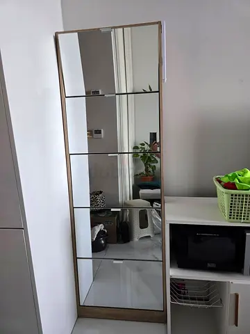 IKEA-style 5-tier Shoe Cabinet with Full-length Mirror (63x17x169.5 cm)