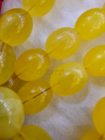 Yellow Bead Necklace / Strand of Oval Yellow Beads