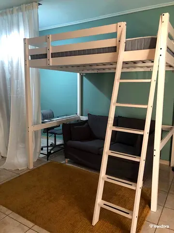 IKEA White wooden loft bed with ladder - good condition free home delivery and installation
