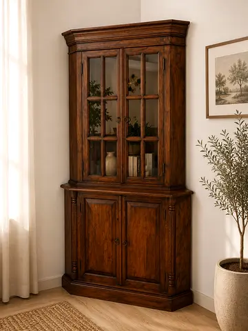 Marina Home Solid Wood Corner Display Case/Cabint