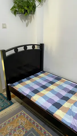 Single wooden bed frame with mattress - good condition