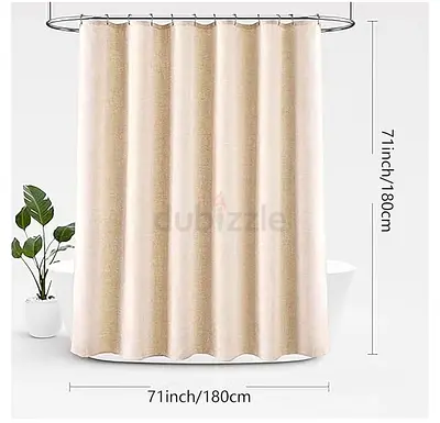 Beige Waterproof Shower Curtain 180x180 cm (71x71 in) - New