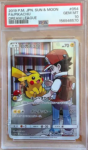 PSA 10 2019 Japanese Pikachu FA/Full Art Sun & Moon Dream League #054 Pokemon