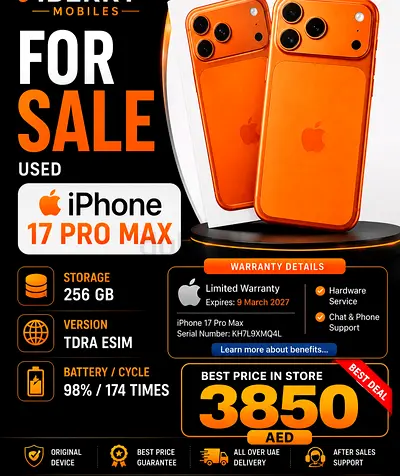 Used iPhone 17 Pro Max 256GB TDRA eSIM - 98% Battery