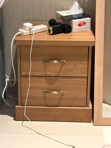 Wooden bedside nightstand with two drawers - good condition