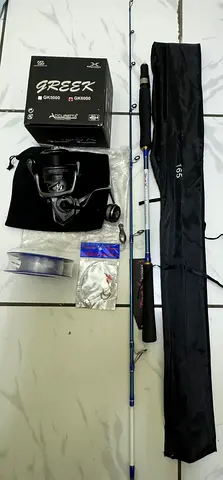 Fishing Jigging Sets3 1.65/1.95 m Glass Fiber rod,Greek GK6000 metal cup jigging reel with line wt