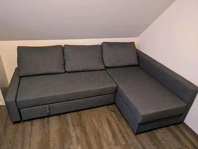 Grey L-shaped Sofa bed with Storage — Good Condition