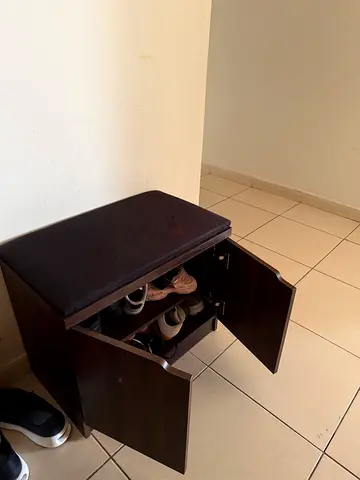 Compact wooden shoe cabinets (2 pieces)
