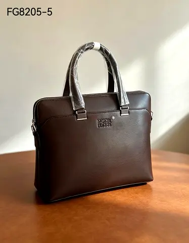 Mino blank Brown Mont Blanc-style Leather Briefcase