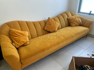 Stylish yellow 3 or 4 seater sofa