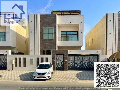 Villa for rent in Al Yasmin area, consisting of 5 master bedrooms, a majlis, a living room, and a maid's room.