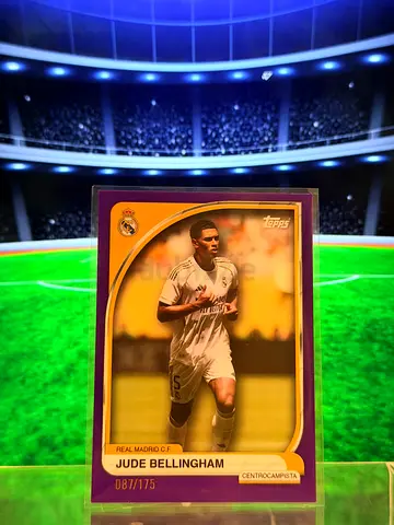 Topps Jude Bellingham purple parallel numbered 087/175, featuring him for Real Madrid and made m