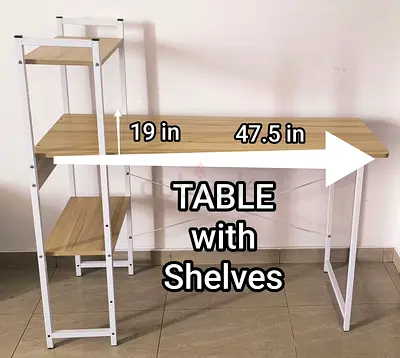 Writing table with shelf