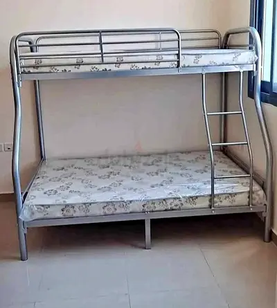 Metal Bunk Bed with Two Mattresses - Good Condition