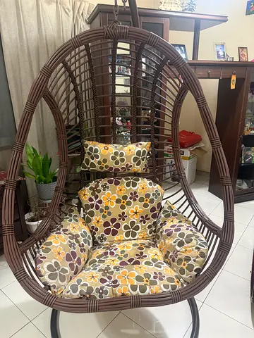Hanging Rattan Egg Swing Chair with Cushions