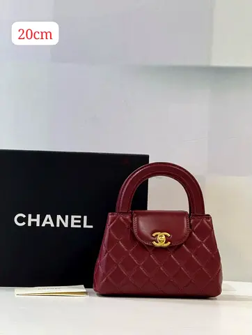 Chanel Mini Quilted Handbag – Burgundy Red – 20cm