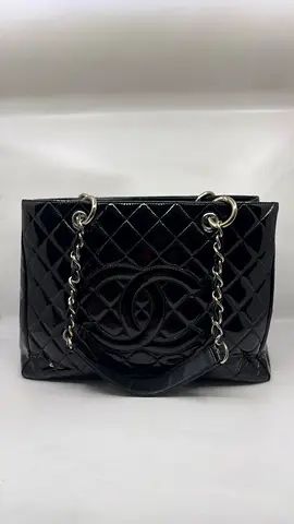 Chanel Black Quilted Patent Leather Grand Shopping Tote (GST)
