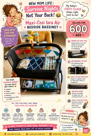 Maxi-Cosi Lora Air Bedside Bassinet - Used, Good Condition