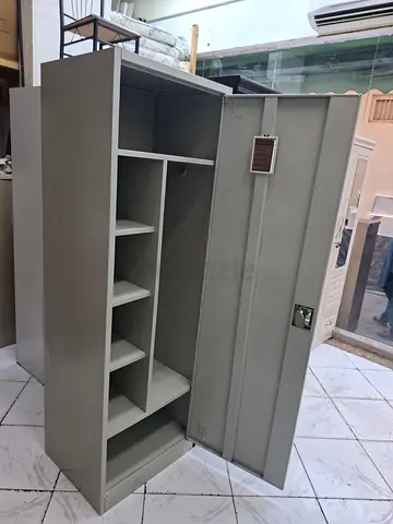 Metal Storage Wardrobe / Locker with Shelves and Hanging Space - Good Condition