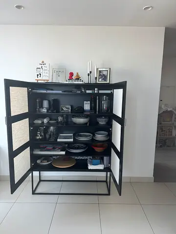 Black Wooden Kitchen Cabinet / Storage Cupboard with Doors