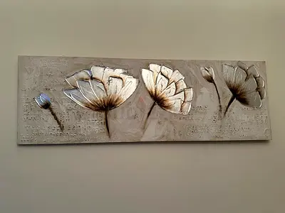 Large 3D Floral Wall Art 150x50cm – Textured Canvas – AED 39