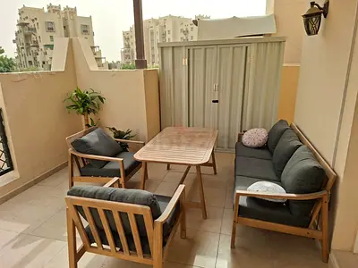 Wooden garden furniture set: 5 seater and table