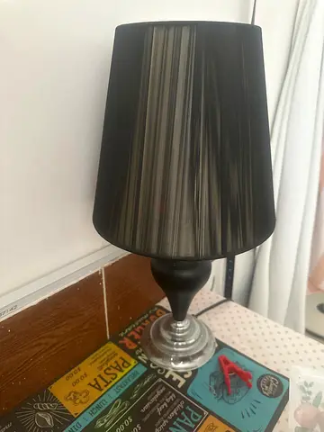 Modern Black Table Lamp with Striped Shade