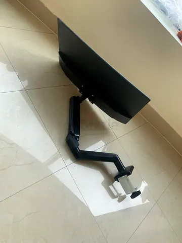 Curved Monitor with Adjustable Desk Mount Arm - Fully Adjustable Clamp Mount
